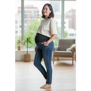 *Women's Size Medium Maternity Jeans Slim Fit Dark Wash Casual